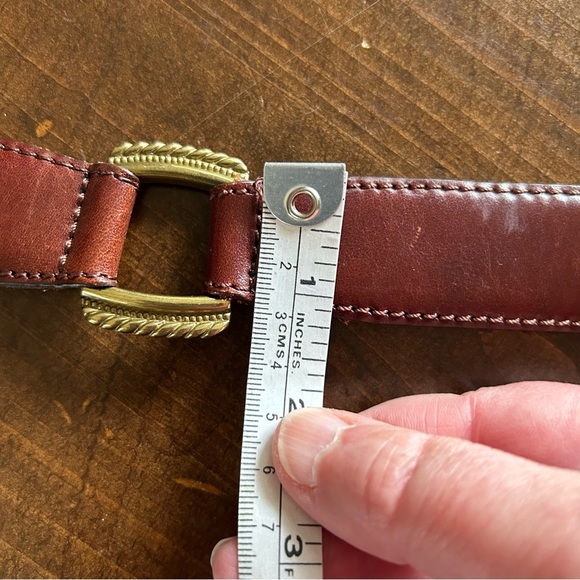 Fossil Gold Metal Brown Leather Belt. Size Medium. - Picture 6 of 13